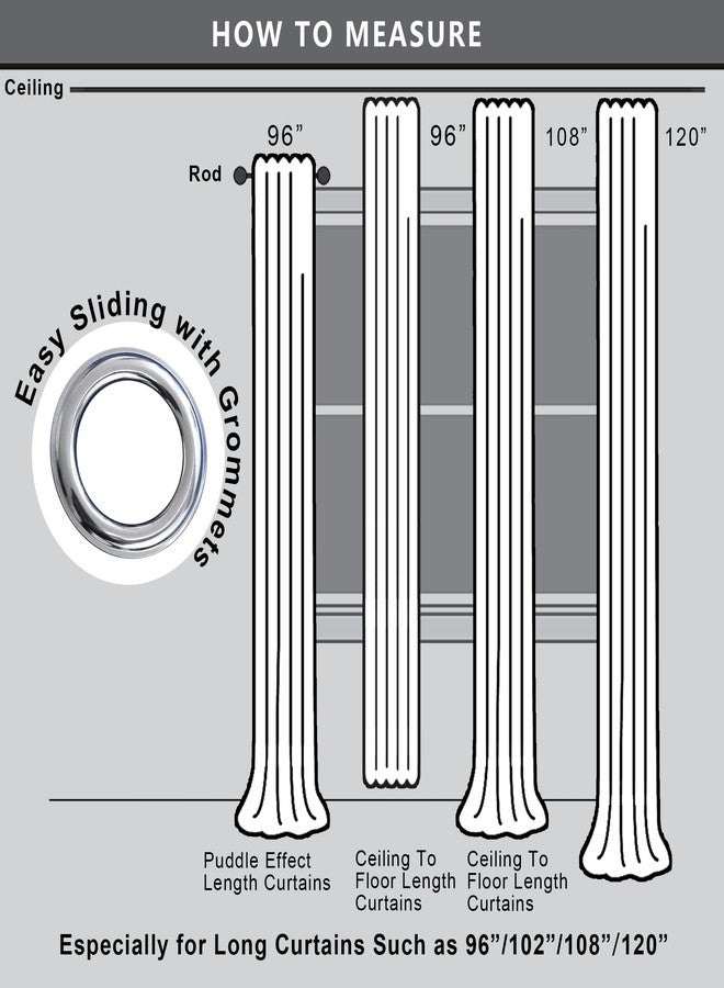 KOUFALL 102 Inch Extra Long Curtains for Bedroom Living Room,Blackout Room Darkening Grommet Thermal Thick Luxury Curtain Drapes for Sliding Glass Patio Doors,Set 2 Two Panels,102 In Length,Ivory/Cream Beige - Image 4